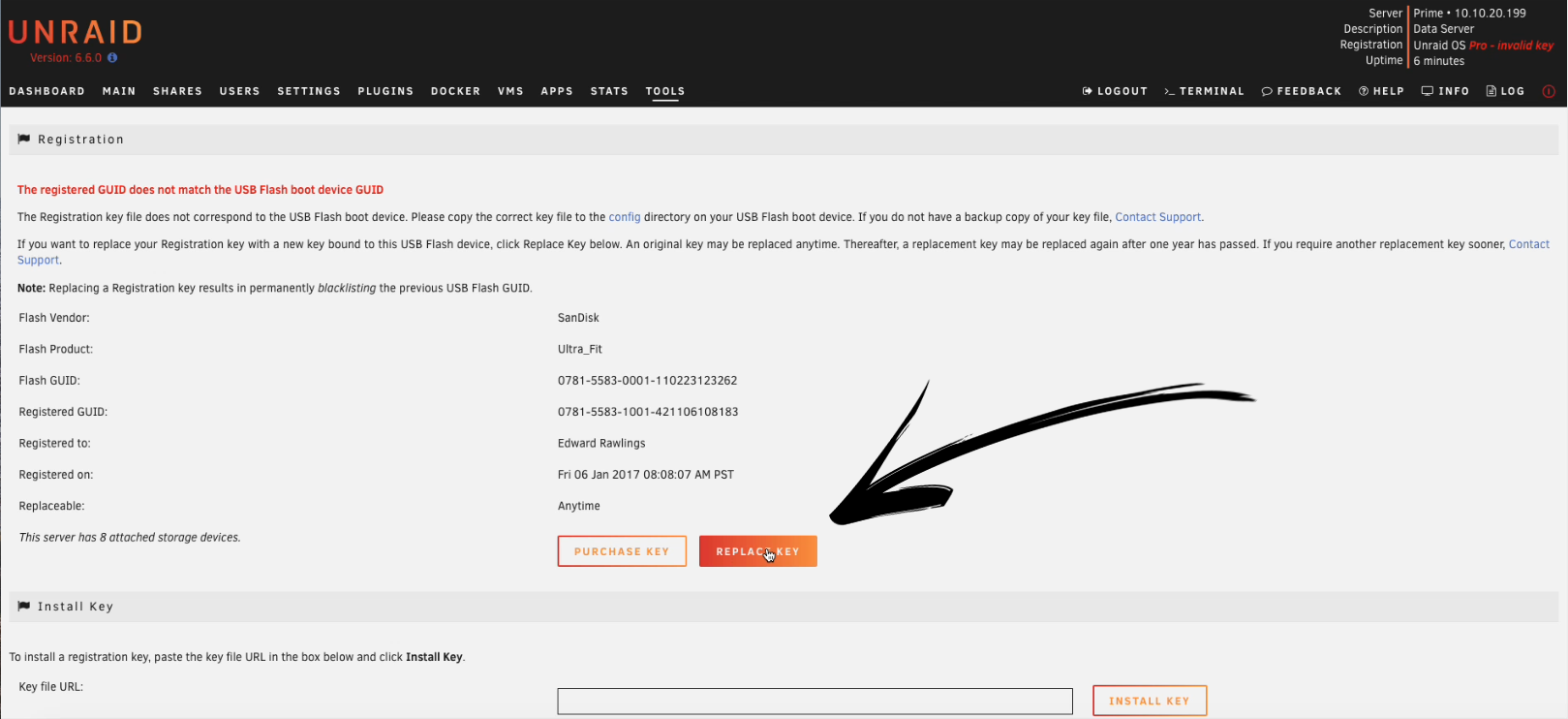 Ungültiger Schlüssel